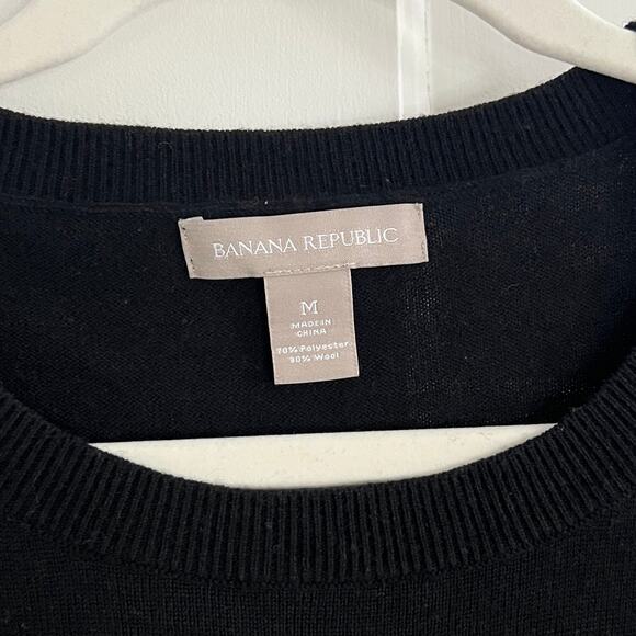 Banana Republic Black Stripe Bow Sweater Wool Blend Women Size M - Picture 6 of 6